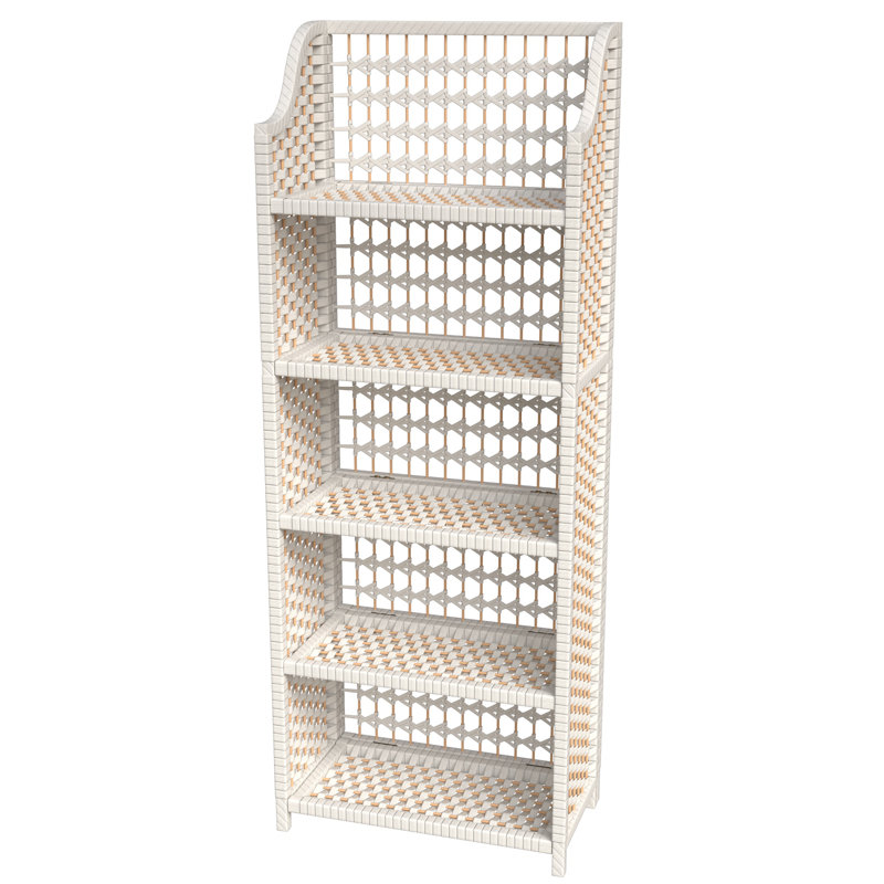 Johns Natural Fiber Shelves, White, (5 Shelves) 53" H x 19.5" W x 10" D