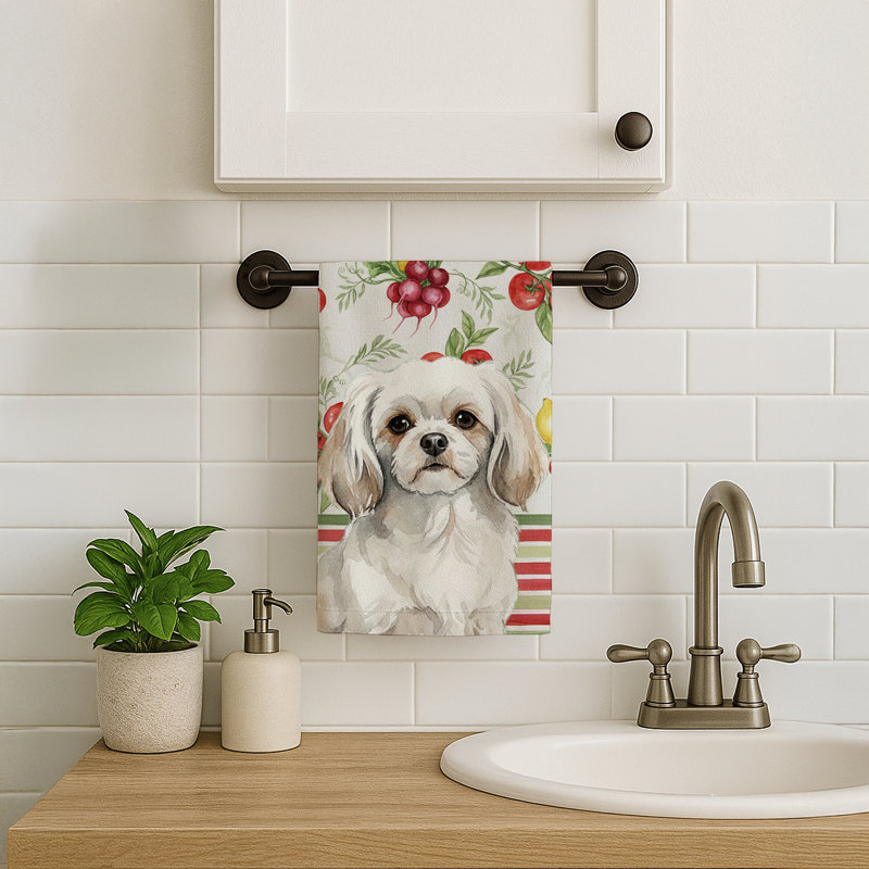 Serviette de cuisine épagneul blanc tibétain blanc, White Tibetan Spaniel
