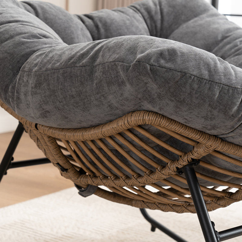 Chaise d'appoint berçante rembourrée Chenille, Gris