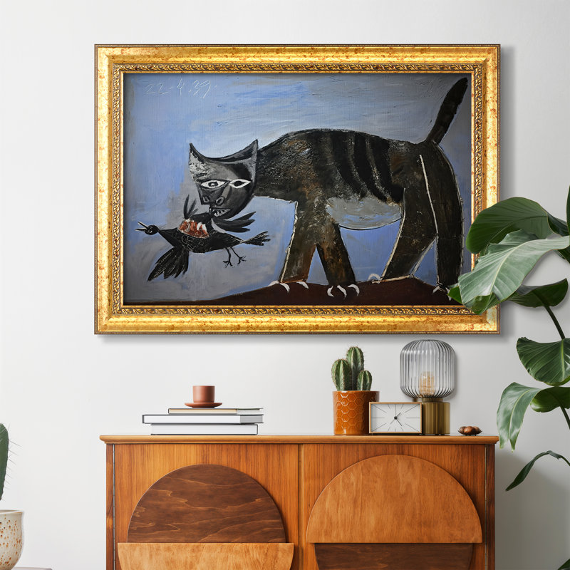 Chat qui attrape un oiseau (Chat saisissant un oiseau), 1939 - Pablo Picasso, reproduction d'art sur toile, Toile avec cadre