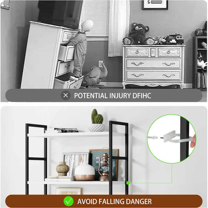 Jerrail 47.2'' W Metal Storage Rack, White/Black