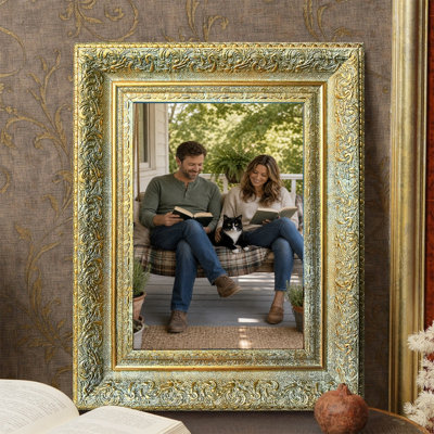 Cadre photo décoratif doré antique 1 PC 5 "x 7" avec support de table et crochets muraux