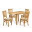 L'ensemble 5 pièces de table et chaises de cuisine comprend une table de salle à manger rectangulaire avec Dropleaf et 4 chaises en tissu de lin, chêne-971727167-1012328561