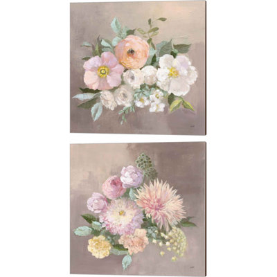 «Pale Floral Spray» par Julia Purinton, art sur toile (ensemble de 2)