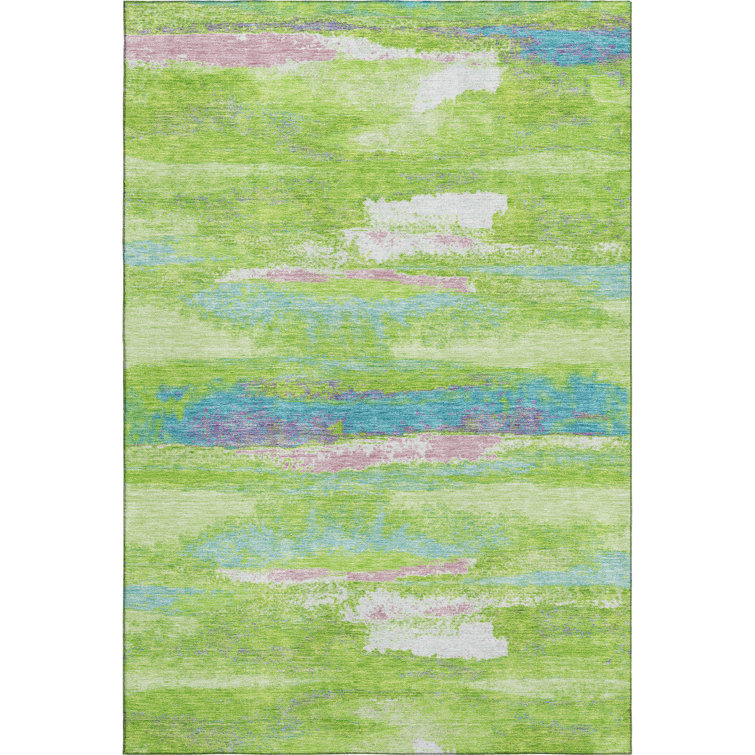 Premium Machine Washable Prisco Lime Rug
