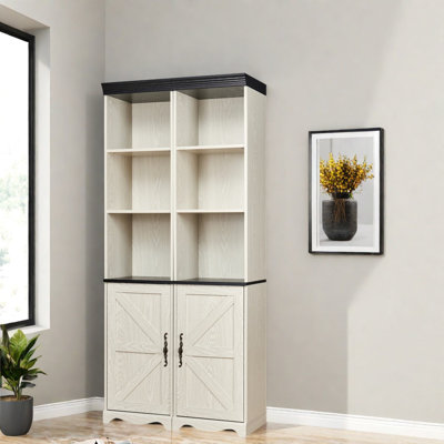 Bibliothèque de ferme avec rangement, armoire en bois aggloméré réglable pour la maison