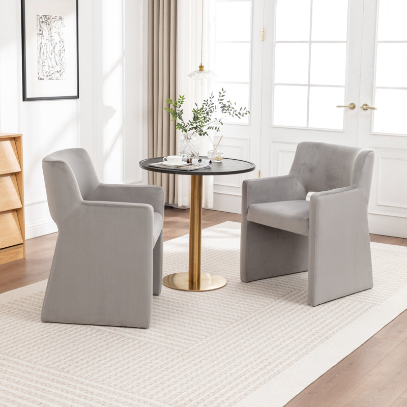 Chaise rembourrée en velours Hambrook, Gris