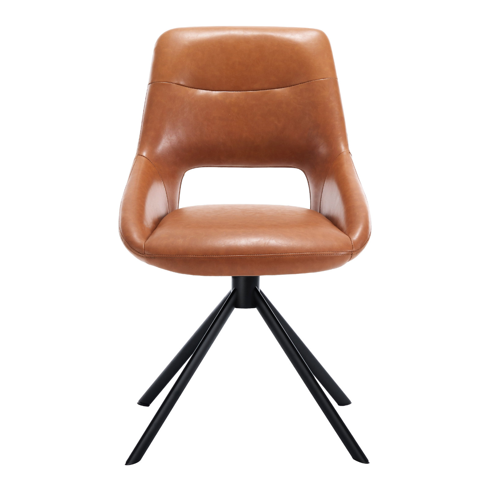 Jakavian Office Chair with Lumbar Support, Brown Faux Leather