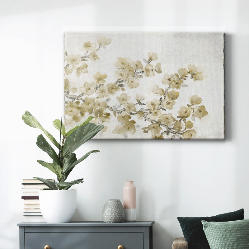 Neutral Cherry Blossom Composition II-Gallery Wrapped Canvas, 8" H x 12" W