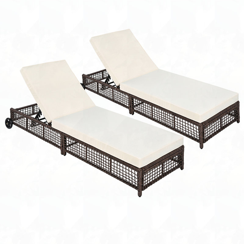 Ensemble de 2 chaises longues d'extérieur, Brun