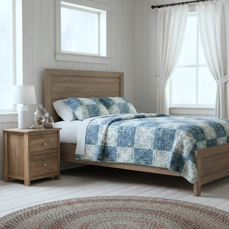 Isenbert 21.9" W 2-Drawer Nightstand, Knotty Oak