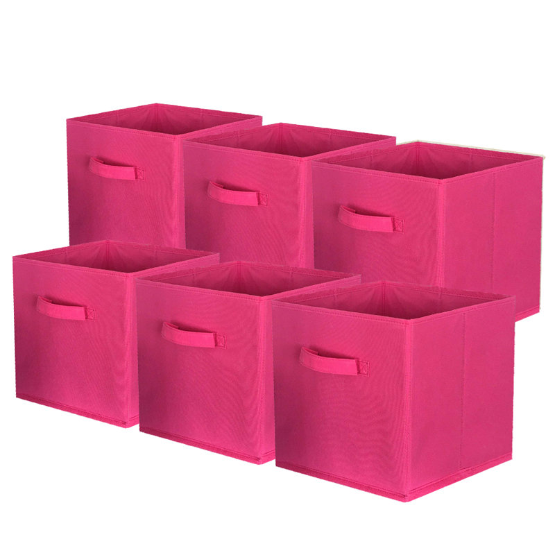 Cube de rangement en tissu pliable, Rose chaud