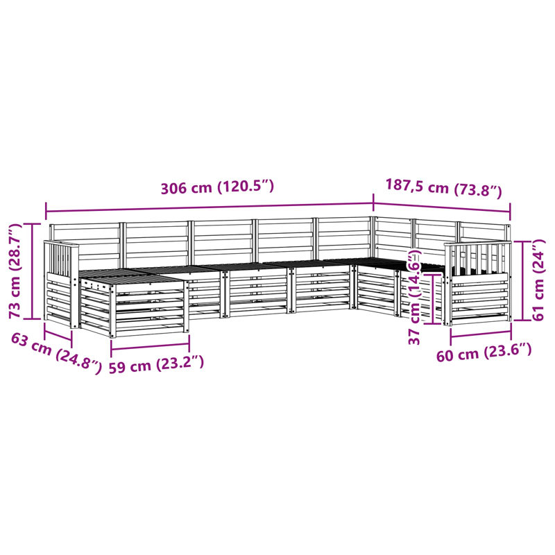 306cm Wide Patio Sectional Set