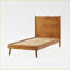 Structure de lit simple en bois d'acacia massif - aucun sommier nécessaire, finition naturelle, style Mid-Century pour la chambre à coucher