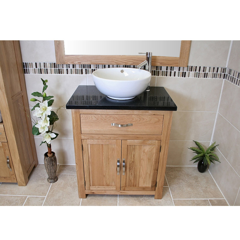 Lia 750mm Single Bathroom Vanity with Vessel Ceramic Basin, Black