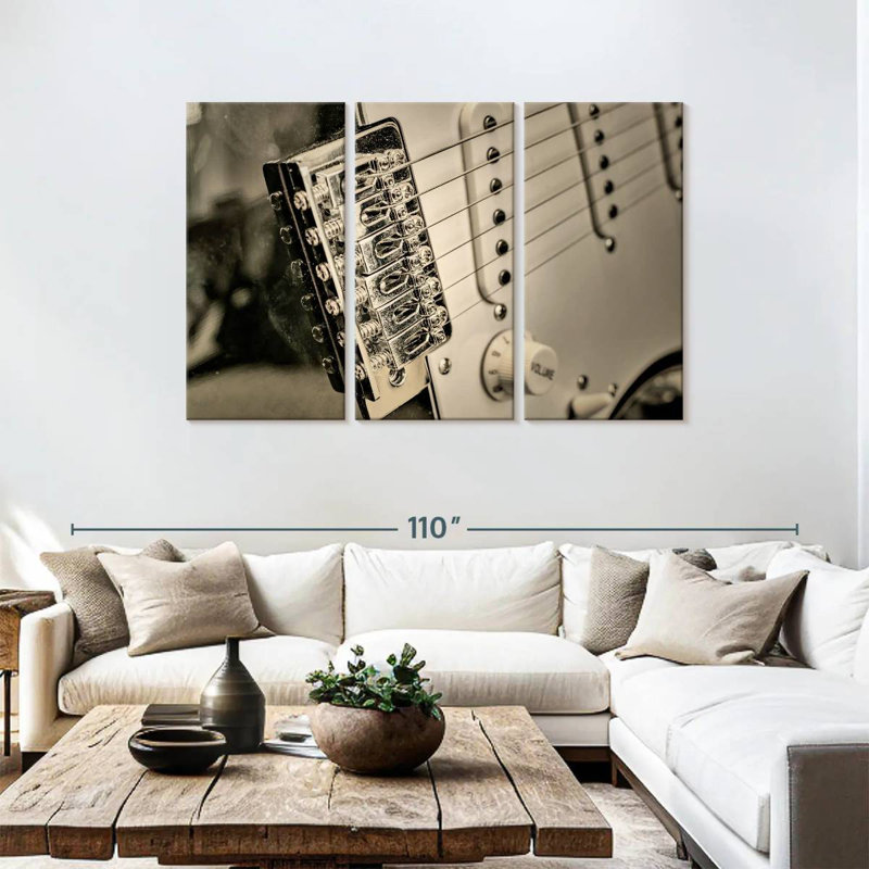 Abarca Timeless Silver Guitar, 48" H x 74" W