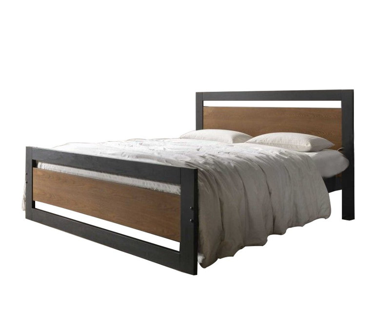 Santoyo Solid Wood Bed, Dark Grey, Double (4'6)