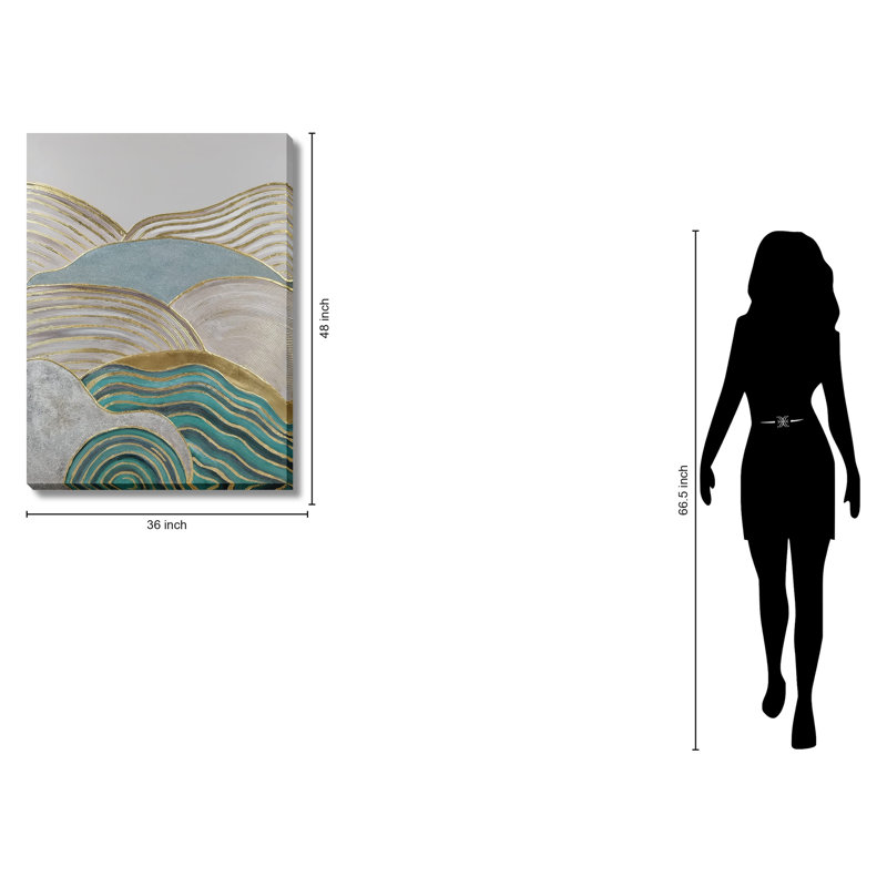 «Golden Crest Ocean Abstraction», art mural sur toile - 36 po x 48 po