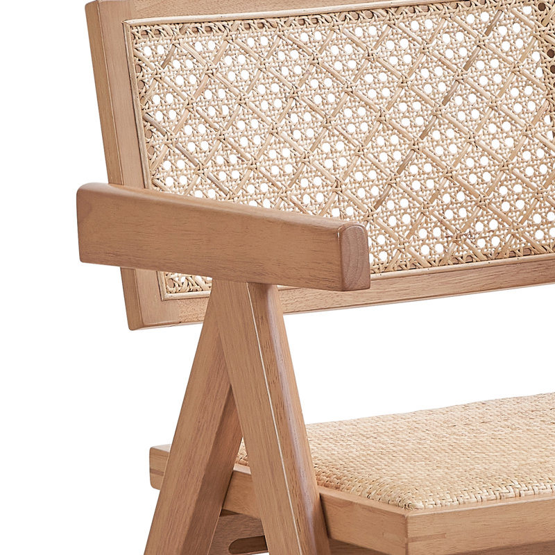 2 chaises avec accoudoirs beiges et naturels - Pieds en bois, coussins confortables, style Mid-Century moderne pour liqueur, 2 po et coussins de pâtes confortables