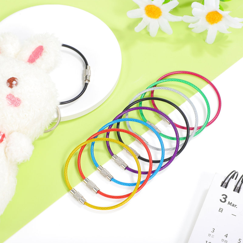 16Pcs Bag Tag Loops Wire Keychain Cable Cable Key Ring Luggage Tag Loops Keychain Loop