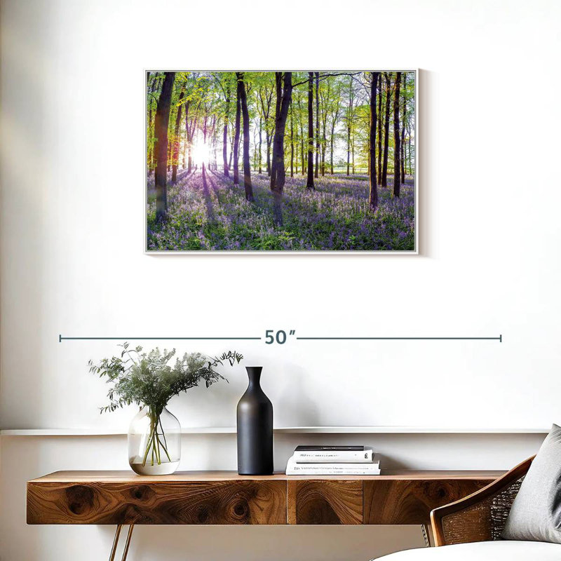 Bluebells and sunrise, Cadre flottant blanc, 31 po x 21 po