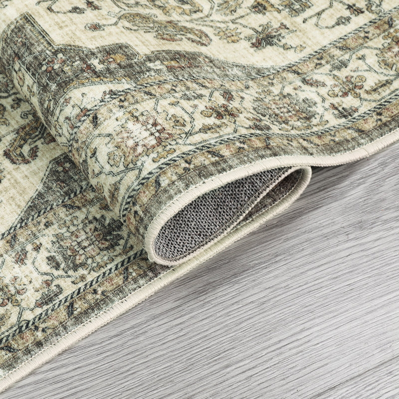 Tapis de chambre à coucher à motif floral antidérapant pour salon Boho, Rectangle 6 pi x 9 pi