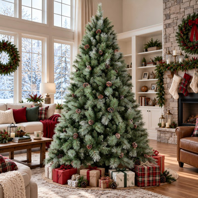 Pre-Lit Artificial Christmas Tree with Pine Cones