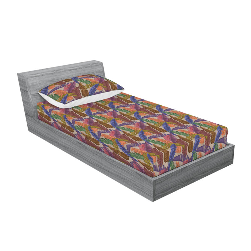 Drap-housse et taies décoratives 3 pièces Ambesonne, Ensemble de draps pour lit simple avec 1 taie d'or
