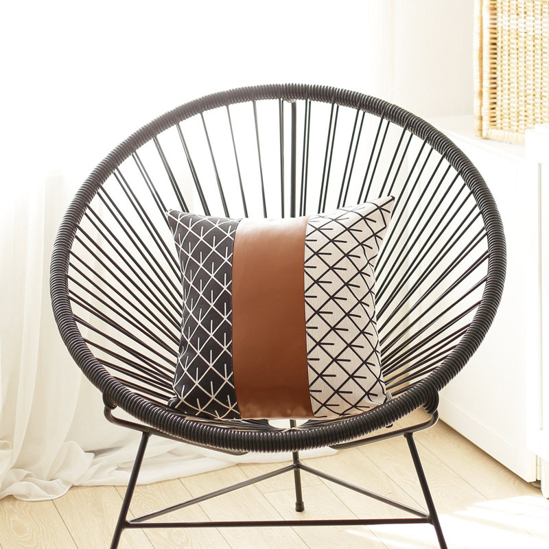 Set Of 2 Brown Patterned And Solid Throw Pillows