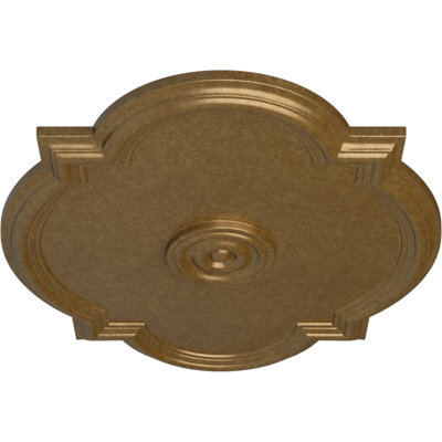 Endurathane Waltz Ceiling Medallion, 24"W x 20 1/2"H x 1 1/8"P (Fits Canopies up to 5 1/4"), Hand-Painted Pale Gold Finish
