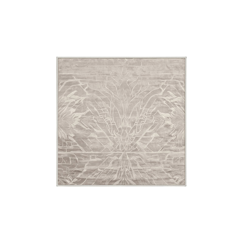Machine Washable Beige Area Rug, Square 3'