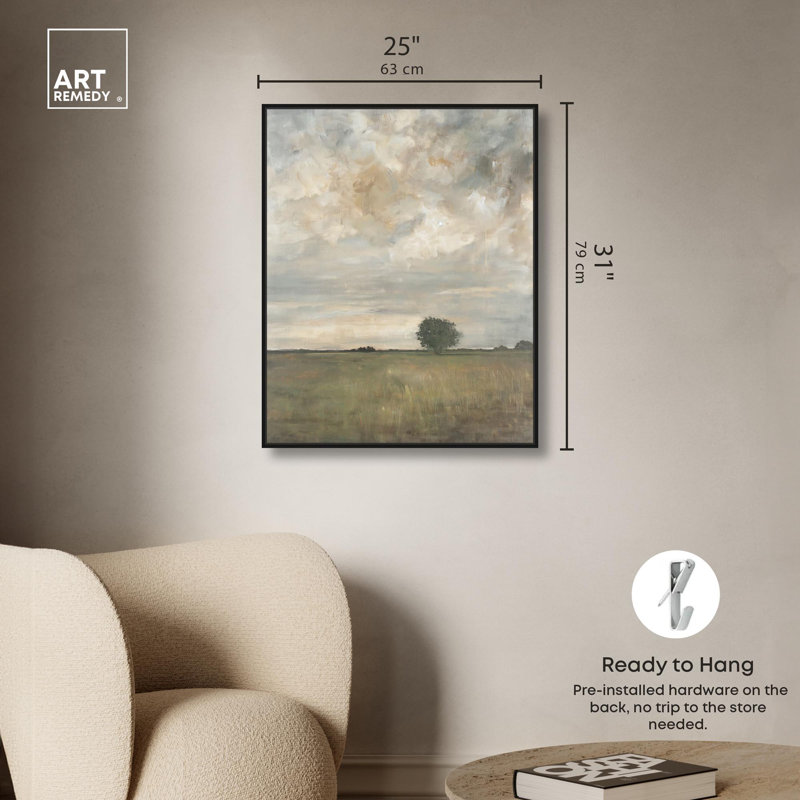 «Grassland Reverie» par Art Remedy, Cadre flottant noir, H 31 po x l 25 po