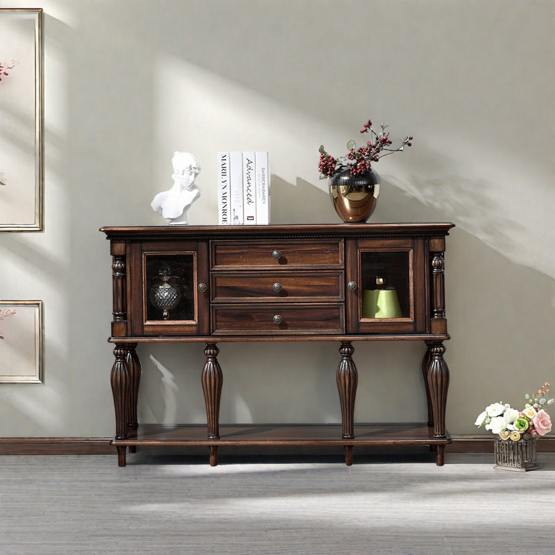 Console rétro en bois massif multifonctionnel