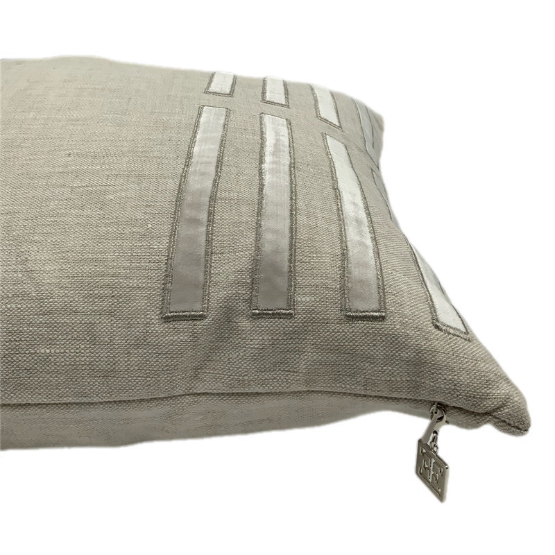 Porto Lumbar Pillow Cover & Insert, Ivory/Silver