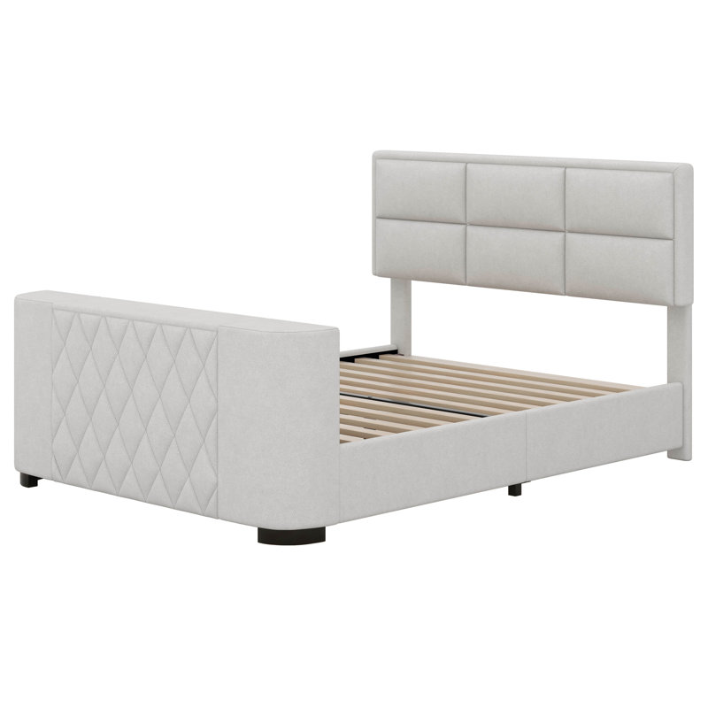 Lit plateforme avec rangement Ashdon, Beige