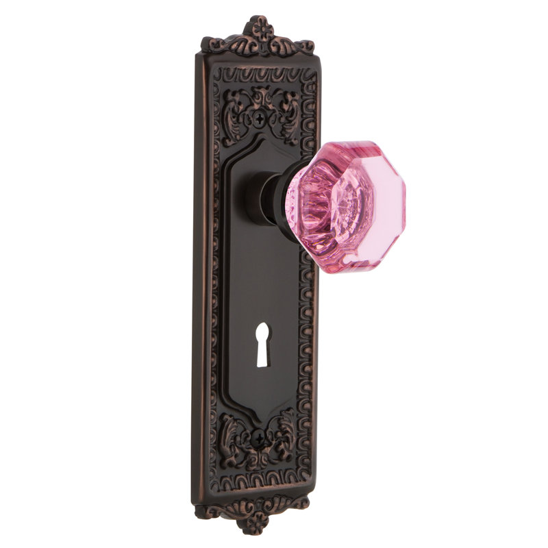 Egg & Dart Plate avec trou de serrure décoratif et bouton de porte rose Waldorf, Bronze intemporel