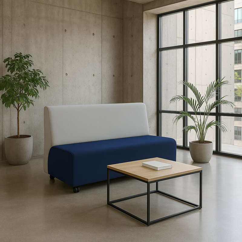 Canapé mobile sans accoudoirs avec panneau technique Pro Series - noir / cramoisi, Bleu / gris