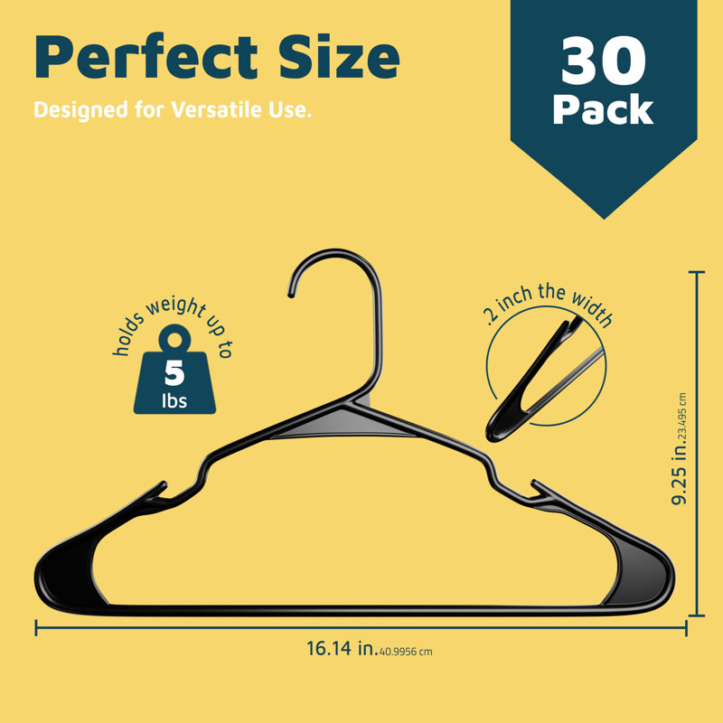 Plastic Standard Hanger, 30, Black