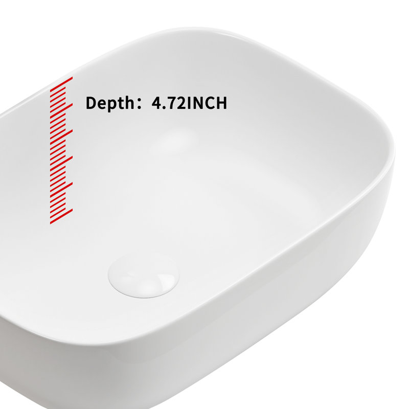 White Porcelain Ceramic Above Counter Small Vessel Sink For Bathroom Vanity | Gift Idea