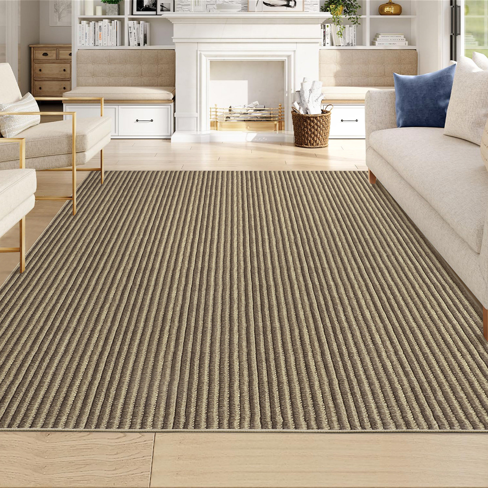 Cleated Back Rug Ebern Designs Machine Washable Rug with Rubber Backing for Living Room ...