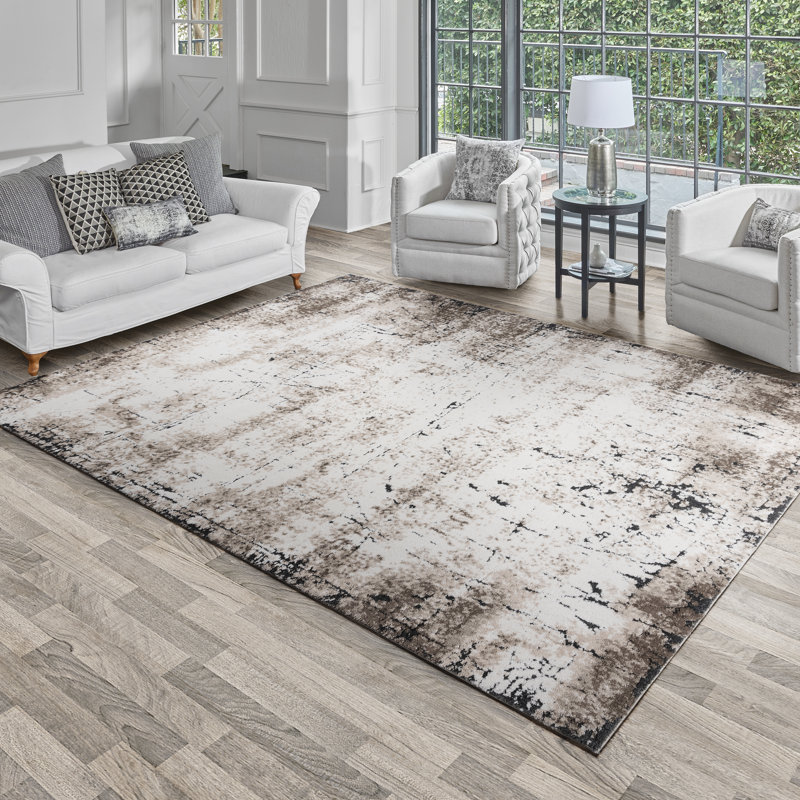 Tapis gris en polypropylène Ciaran Nyla, Rectangle 6 pi 6 po x 9 pi 6 po