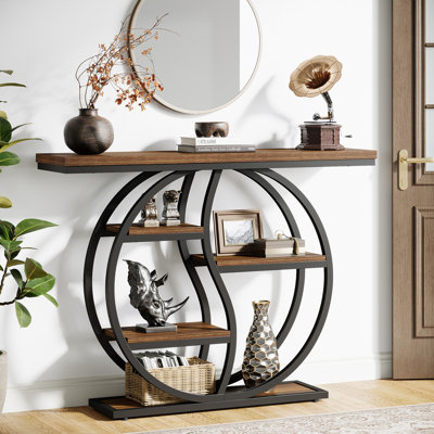 Table d'entrée 47,24 ", console industrielle à 5 niveaux avec plusieurs tablettes de rangement
