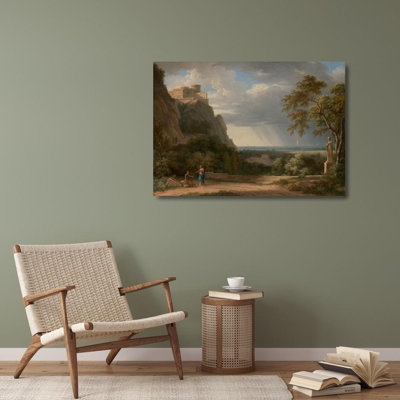 "Classical Landscape with Figures and Sculpture" by  Pierre-Henri De Valenciennes - Gallery Wrap Canvas Wall Art