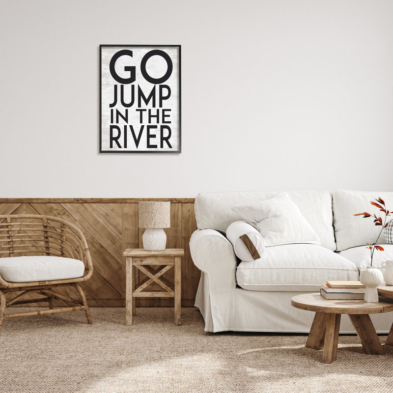 Jump in the River Motivational Lake House Phrase XXL Black Framed Giclee Texturized Art by Lettered and Lined