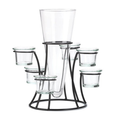 Circular Candle Stand with Vase | Geometric Iron Centerpiece