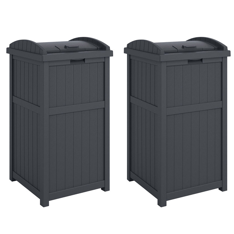 Cyberspace Gray Resin Outdoor Trash Hideaway Bin