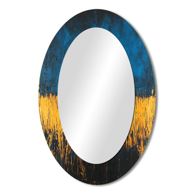 Scarecrow Silhouette At The Farm I - Blue Glam Oval Wall Mirror