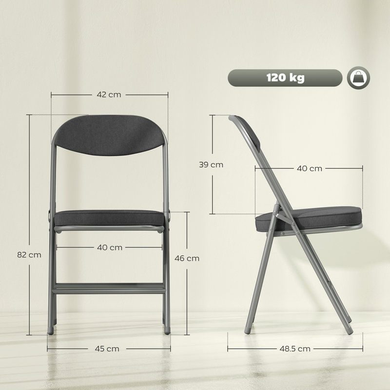 Fabric, Polyurethane, Polyester Padded Folding Chair Set, Dark Grey