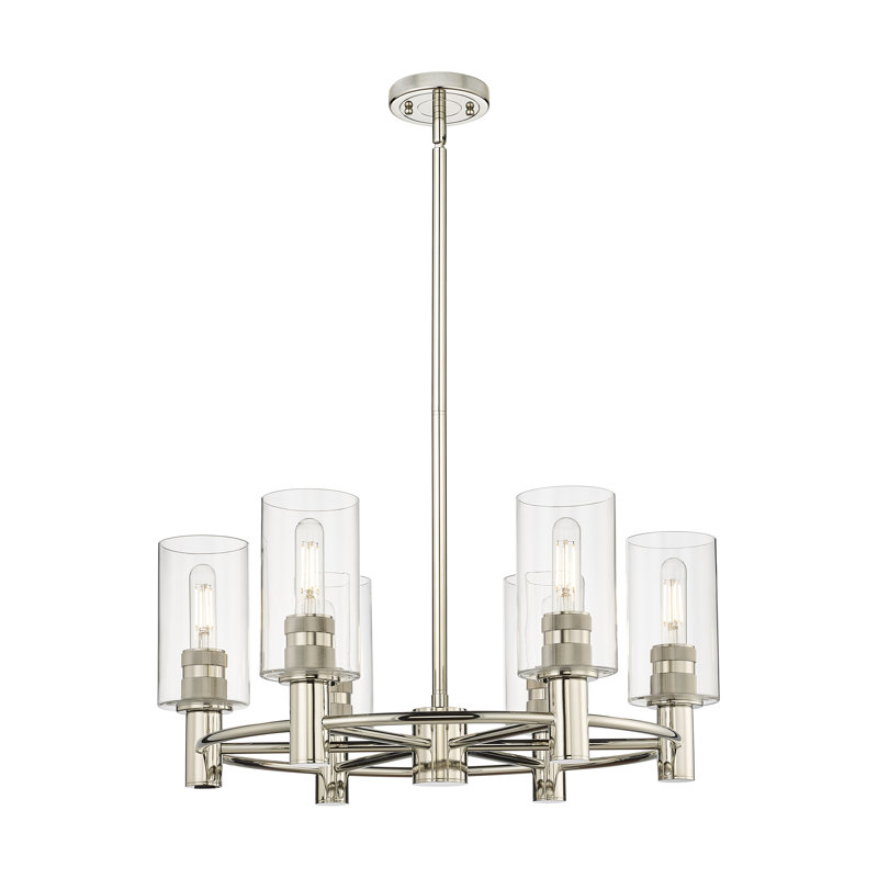 Lustre suspendu 6 lumières Crown Point, Clair, Nickel poli