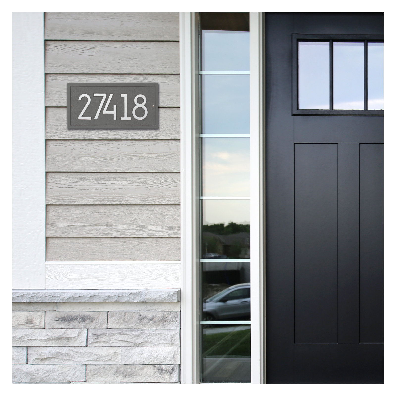 Modern Address Plaque, Pewter/Silver, Yes